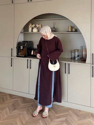 Lina Yırtmaçlı Tunik Bordo (4507)