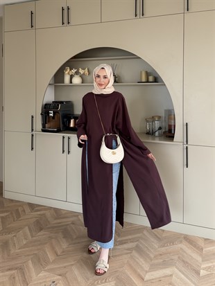 Lina Yırtmaçlı Tunik Bordo (4507)