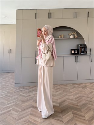 Linel Fermuarlı Pantolon Takım Bej (4555)