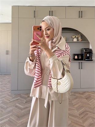 Linel Fermuarlı Pantolon Takım Bej (4555)