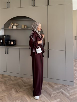 Linel Fermuarlı Pantolon Takım Bordo (4555)