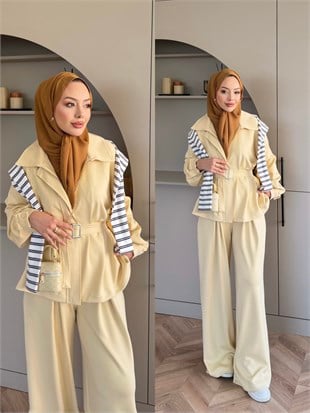 Linel Fermuarlı Pantolon Takım Butteryellow (4555)