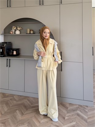 Linel Fermuarlı Pantolon Takım Butteryellow (4555)