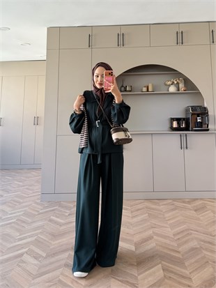 Linel Fermuarlı Pantolon Takım Zümrüt (4555)