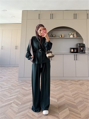 Linel Fermuarlı Pantolon Takım Zümrüt (4555)