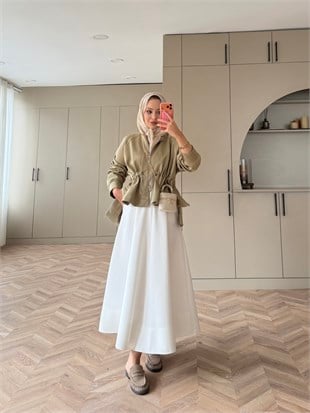 Lioli Beli Büzgülü Ceket Haki (160004)