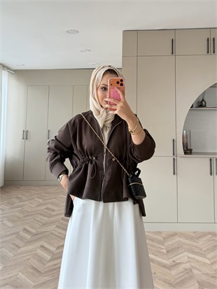 Lioli Beli Büzgülü Ceket Kahve (160004)