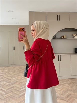 Lioli Beli Büzgülü Ceket Kırmızı (160004)