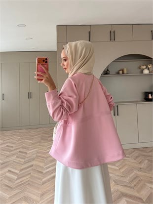 Lioli Beli Büzgülü Ceket Pembe (160004)