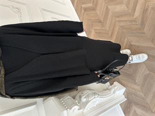 Liza Hırkalı Triko Elbise Siyah