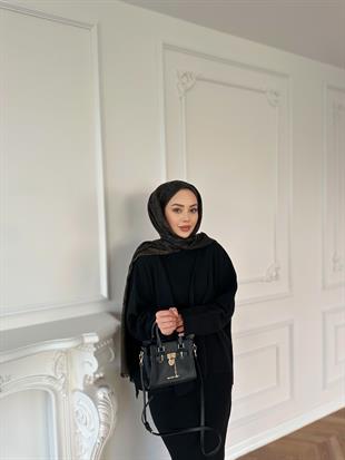 Liza Hırkalı Triko Elbise Siyah