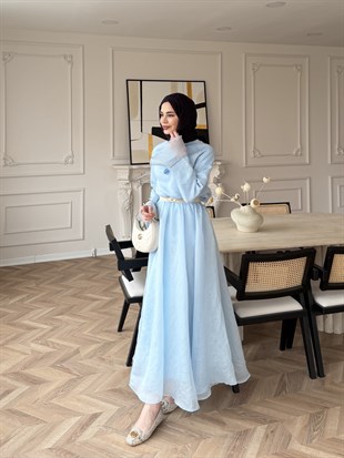 Loly Bağlamalı Etekli Takım Bebe Mavi (3367)