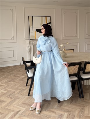 Loly Bağlamalı Etekli Takım Bebe Mavi (3367)