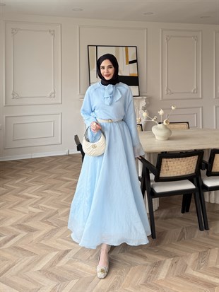 Loly Bağlamalı Etekli Takım Bebe Mavi (3367)