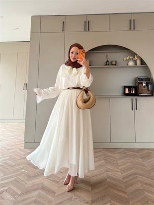 Loly Bağlamalı Etekli Takım Beyaz (3367)