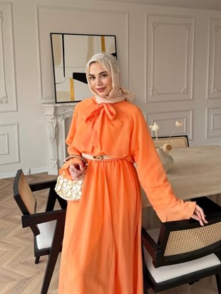 Loly Bağlamalı Etekli Takım Turuncu (3367)