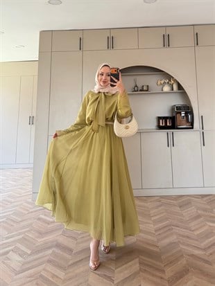 Loly Bağlamalı Etekli Takım Yağ Yeşili (3367)