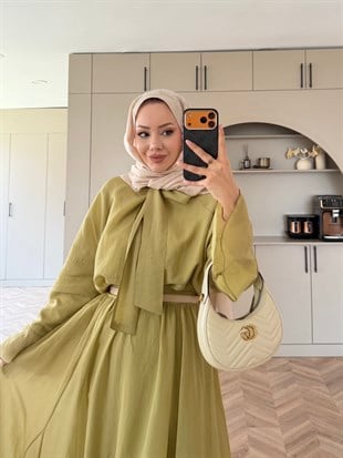 Loly Bağlamalı Etekli Takım Yağ Yeşili (3367)
