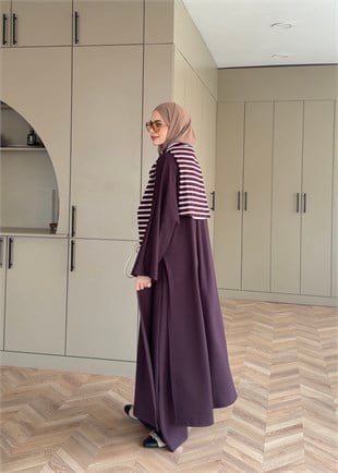 Louchy Oysh Yırtmaçlı Pantolonlu Takım Mürdüm (8083)