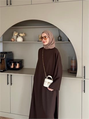Louchy Oysh Yırtmaçlı Pantolonlu Takım Kahve (8083)