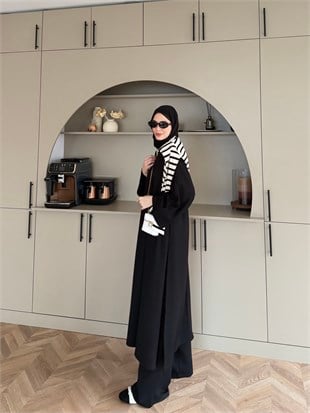 Louchy Oysh Yırtmaçlı Pantolonlu Takım Siyah (8083)