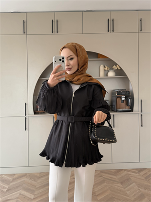 Lowel Piliseli Gömlek Siyah (4429)