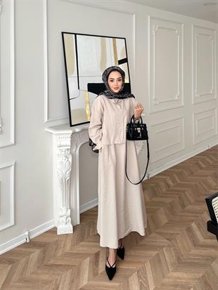 Lucas Gömlekli Elbise Bej