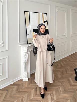 Lucas Gömlekli Elbise Bej