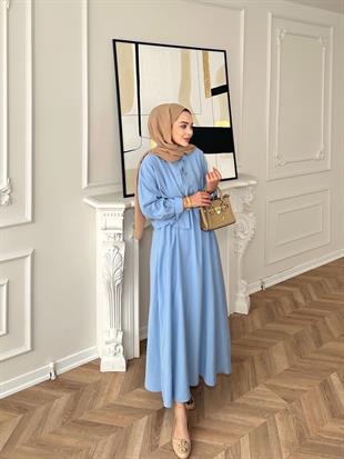 Lucas Gömlekli Elbise Mavi