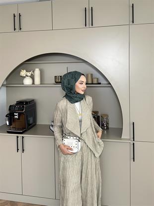 Lucinda Çizgili Keten Takım Vizon