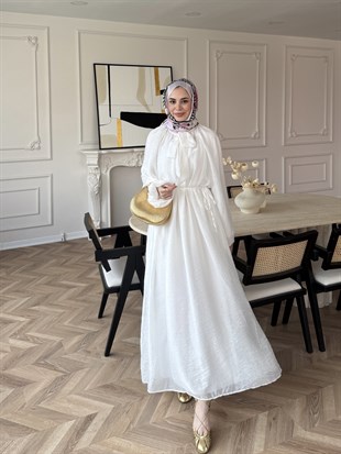 Lucky Bağlamalı Elbise Beyaz (2340) 