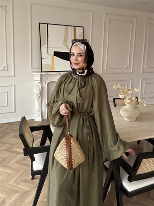 Lucky Bağlamalı Elbise Haki (2340)