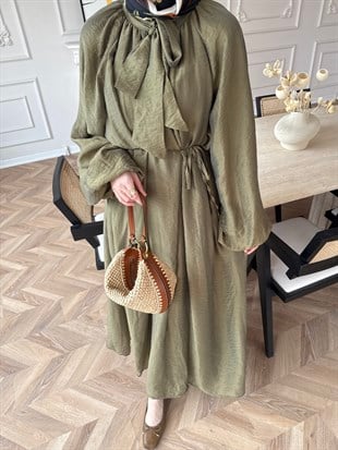 Lucky Bağlamalı Elbise Haki (2340)