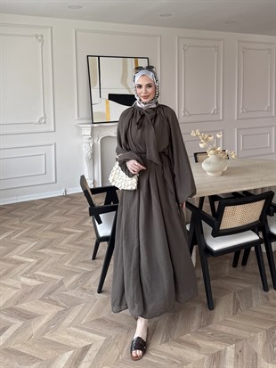 Lucky Bağlamalı Elbise Kahverengi  (2340)