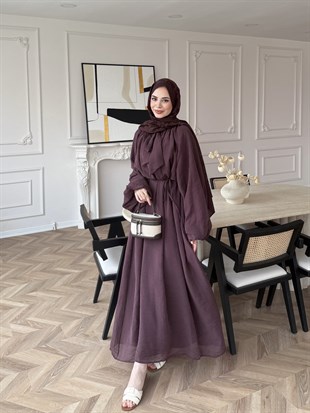 Lucky Bağlamalı Elbise Mürdüm (2340)