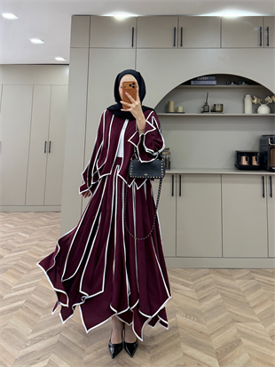 Luke Asimetrik Kesim Biyeli Etekli Takım Bordo (5709)