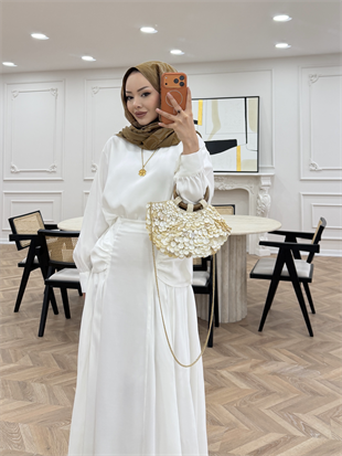 Lulus Modal Etekli Takım Beyaz (5732)