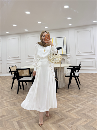 Lulus Modal Etekli Takım Beyaz (5732)