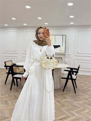 Lulus Modal Etekli Takım Beyaz (5732)