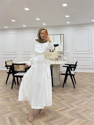 Lulus Modal Etekli Takım Beyaz (5732)