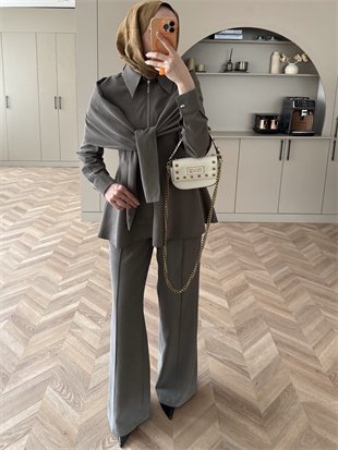 Lumar Pelerin Detaylı Pantolonlu Takım Haki (2364)