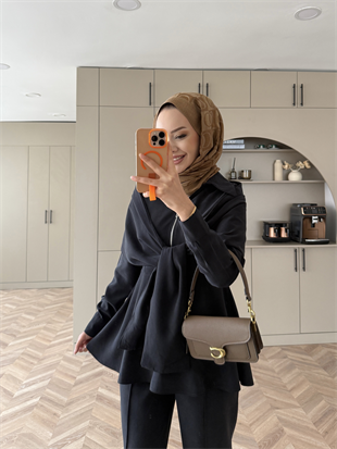 Lumar Pelerin Detaylı Pantolonlu Takım Siyah (2365)