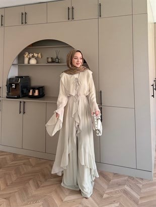 Lumira Abaya Pantolonlu Takım Çağla Yeşili (8578)