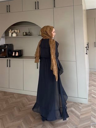 Lumira Abaya Pantolonlu Takım Lacivert (8578) 