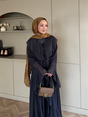 Lumira Abaya Pantolonlu Takım Lacivert (8578) 