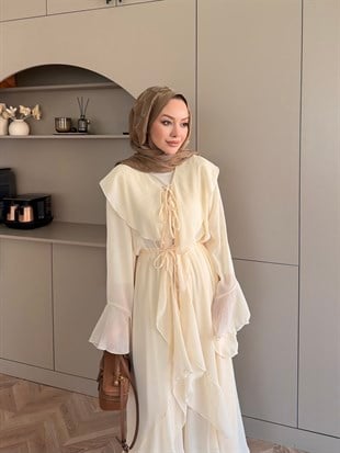 Lumira Abaya Pantolonlu Takım Sarı (8578)
