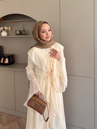 Lumira Abaya Pantolonlu Takım Sarı (8578)