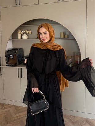 Lumira Abaya Pantolonlu Takım Siyah (8578)