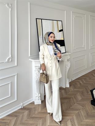 Luna Pantolonlu Takım Bej