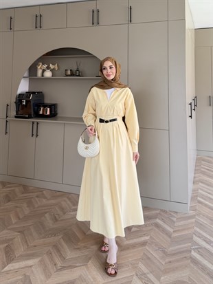 Lunelle Kemerli Elbise ButtterYellow (4508)
